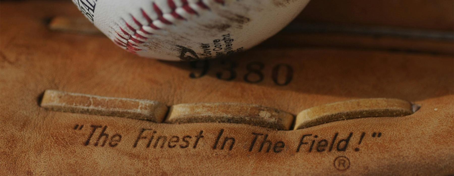 a baseball on a baseball glove